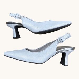 Vionic Sling Back Heels Beige Shimmer Perris (8)